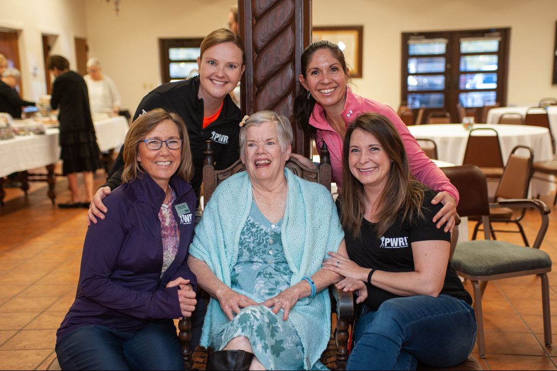 At Ginny's Art Show
(left to right: Becky Farley, Kim Peute, Ginny, Jennifer Bazan-Wigle, and Catherine Printz)